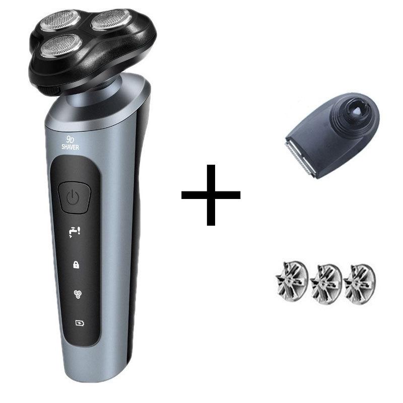 9D Multi-Function Electric Shaver, Full Body Washable, 3-in-1 USB Car Rechargeable Beard Trimmer