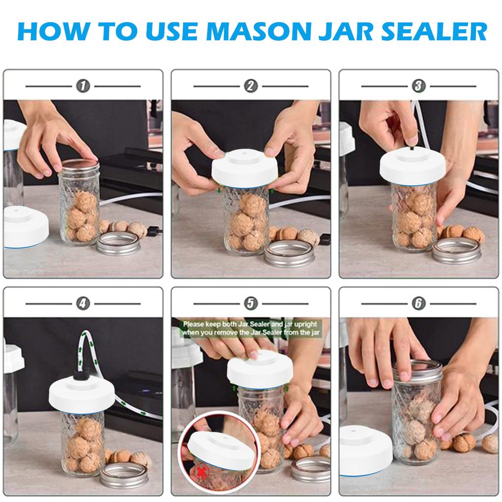 Mason Jar Vacuum Sealer Kit Portable Mason Jar Vacuum Sealing Machine Food Storage Canning Jar Sealer with Manual Air Pump Tools