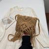Seaside Beach Straw Bag Women's Vintage Woven Shoulder Bag Tassel Hollow Crossbody Bag