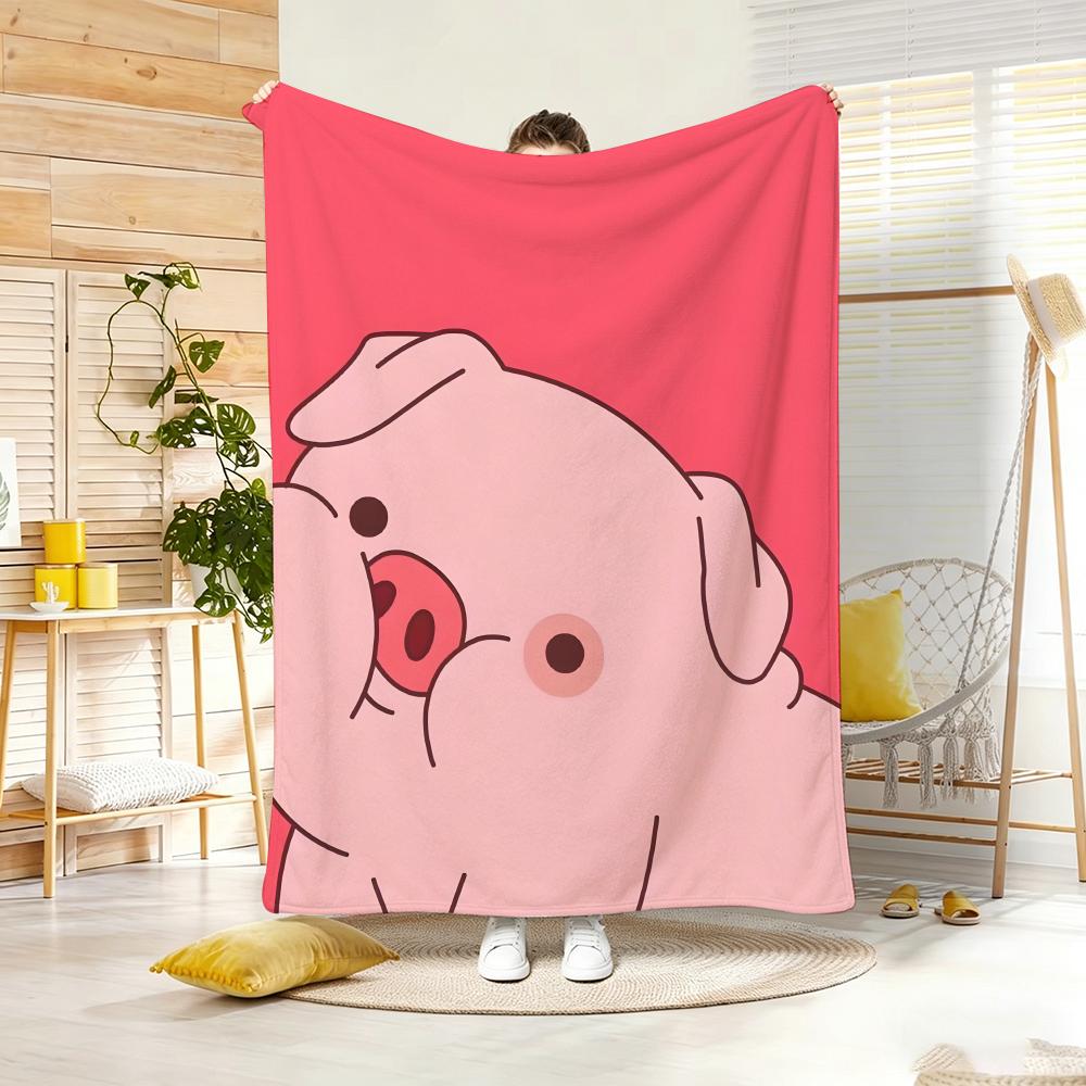Cartoon Character PPinkS PigS Throw Lightweight G Flannel Blanket Soft Skinfriendly for Summer Cooling