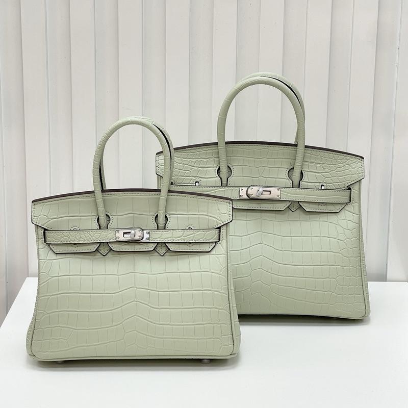 New Leather Women's Bag Crocodile Pattern Leather Matte 2530CM Platinum Bag Classic Versatile Portable