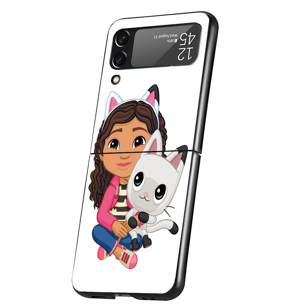 Cartoon Gabbys Dollhouse Cover Phone Case For Samsung Galaxy Z Flip 7 6 5 4 3 5G Flip7 Flip6 Flip5 Flip4 Flip3 Black Fundas Shel