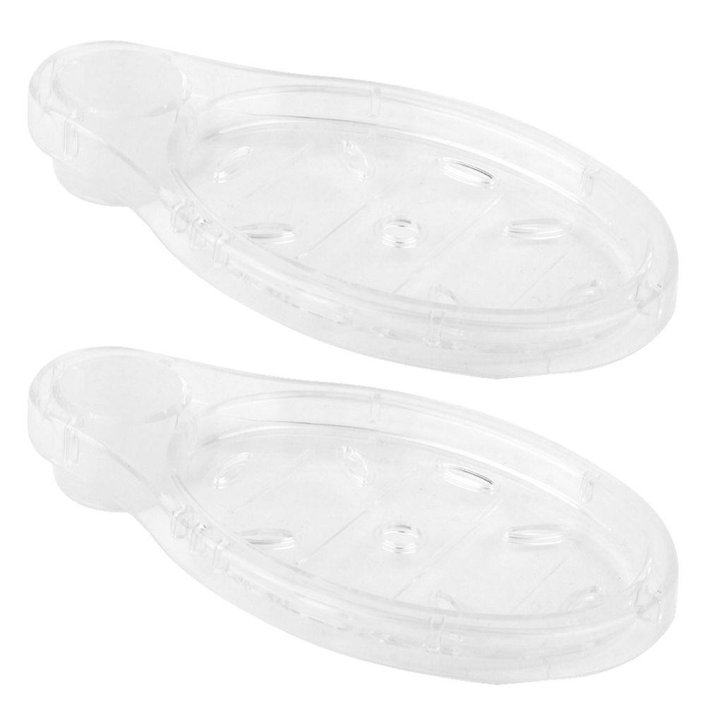 2 Pack Oval Shape Soap Holder Plastic Soap Storage Tray Easy Install Soap Rack  Shower Rail