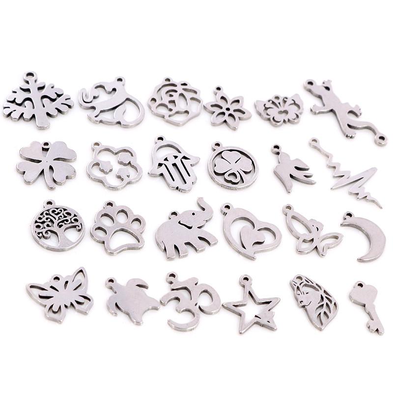 30pcs/lot No Fade Charms 316 Stainless Steel Butterfly tree heart Charms handmade Craft pendant Jewelry Making,DIY for necklace