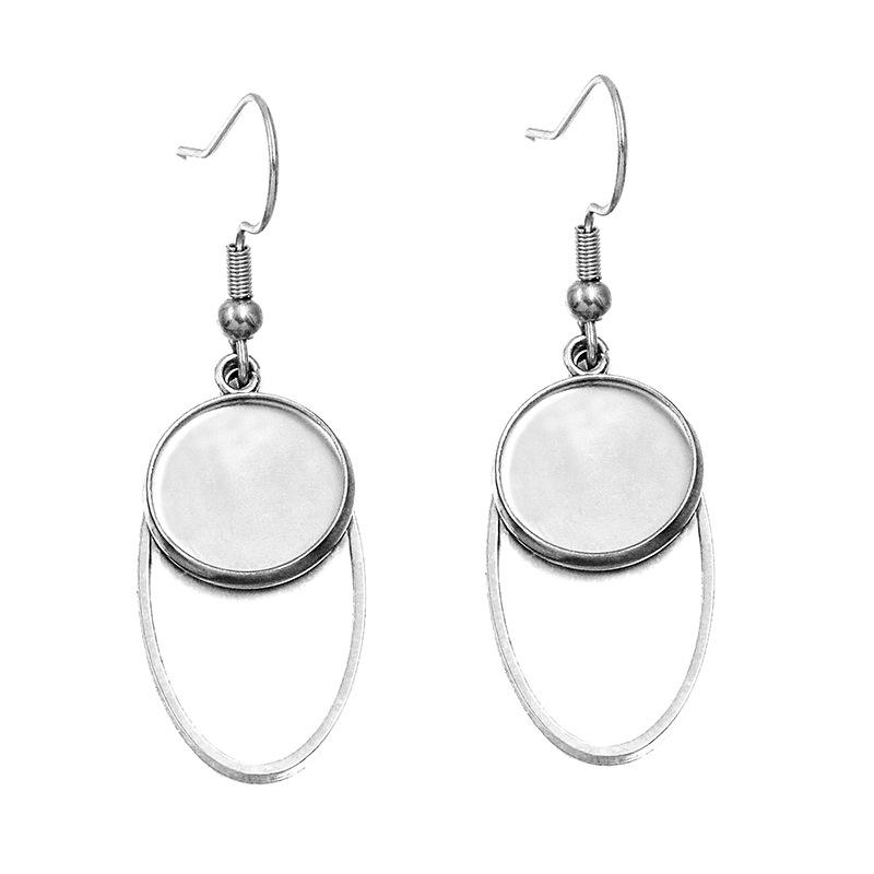 10 Styles Stainless Steel 12mm Time Gem Base Geometric Irregular Earring Hook Pendant