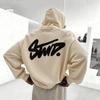 Mens Oversized Hoodie With Letter Print Fall Casual Sweatshirt Loose Fit Long Sleeve Pullover In 6 Colors
