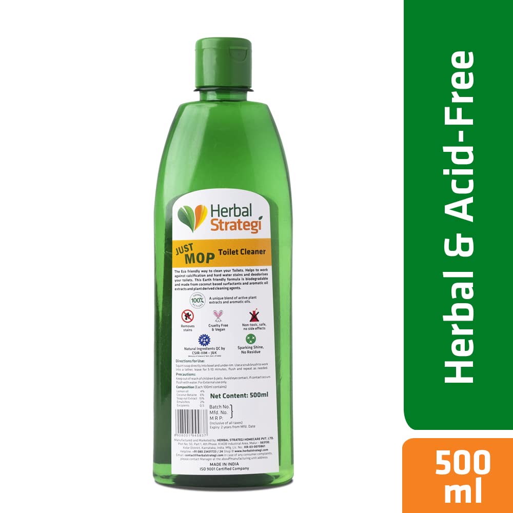Herbal Strategi Just Mop Herbal Toilet Cleaner Liquid, 500Ml (Lemon Oil) (Pack of 2)