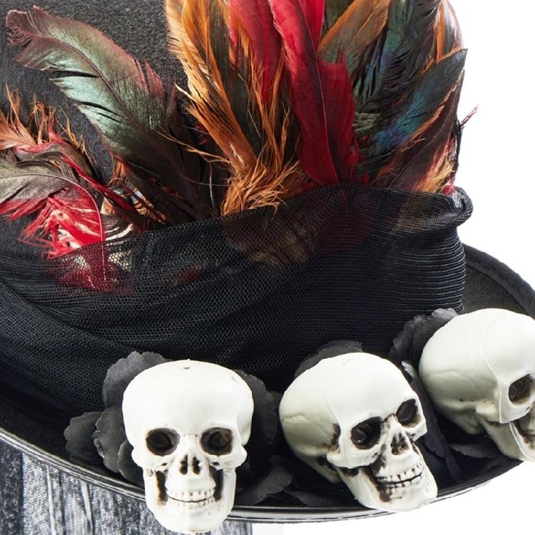 Cappello Fedora Teschio Halloween Ragazza Copricapo Medievale Steampunk Cappello a Tesa Piatta
