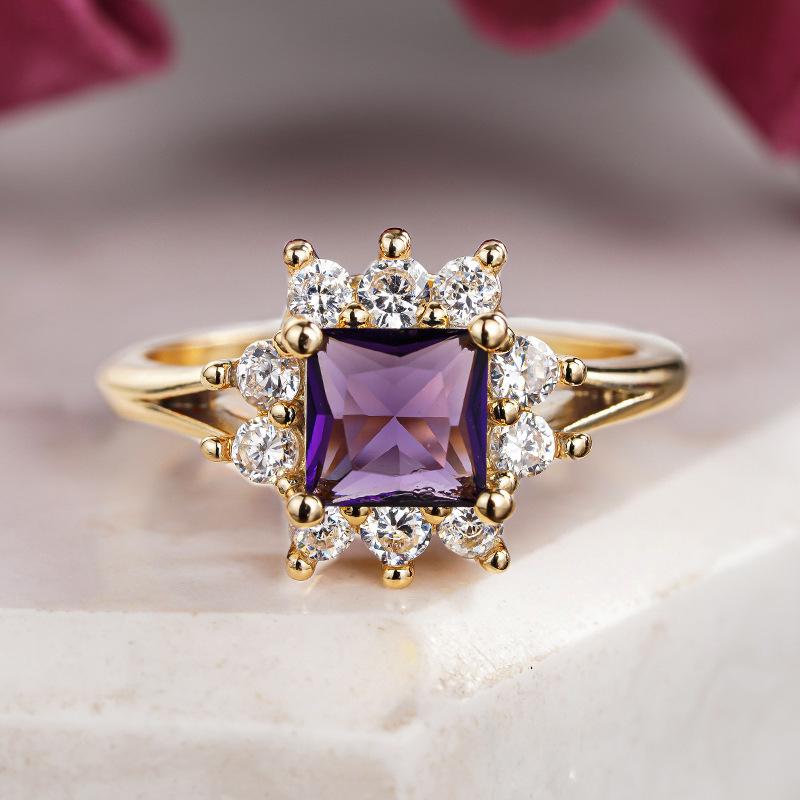 Classic Copper Alloy Zircon Ring Ladies Jewelry Wedding Promise Party Gift