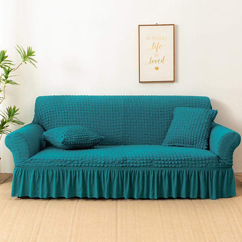 Seersucker Fabric Sofa Cover All Inclusive Lace Thickened Non Slip Dustproof Sofa Cover for Four Seasons