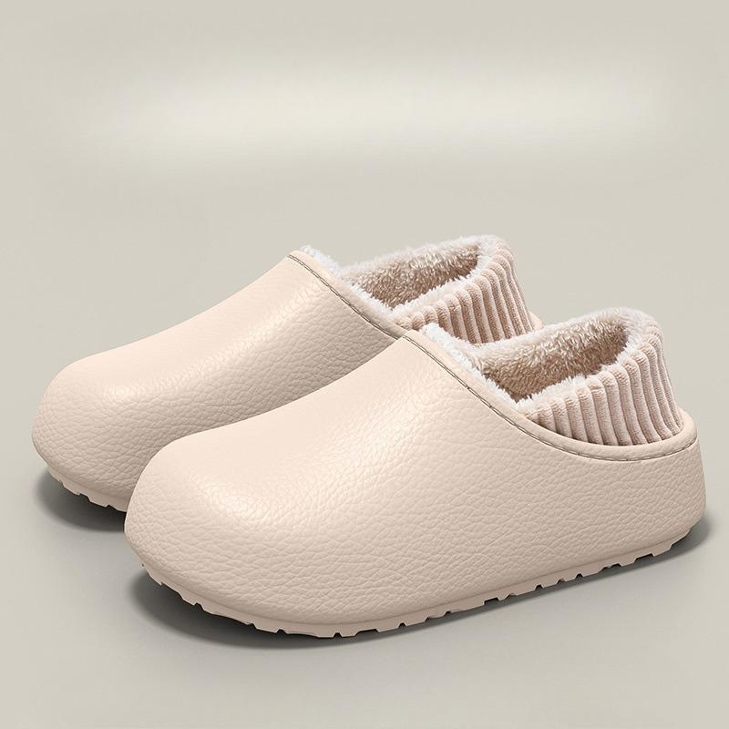 Waterproof Cotton Shoes for Home Wear, Anti-slip and Warm with Fleece Slippers