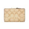 Coach Corner Zip 13 Button Folded Layered Leather Wallet Women Wallet Light-Brown White C0082-IMDQC