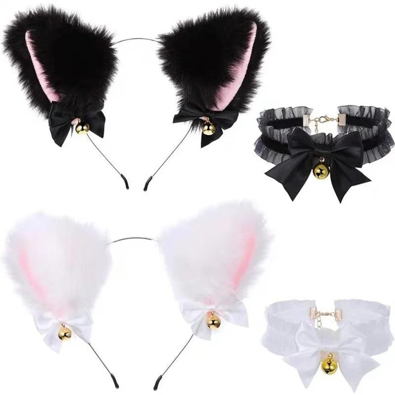 Cute Fashion Hair Decor 2pcs/1Set  Beautiful Role-playing Cat's Ear  Masquerade Role-playing Accessories Bow Knot Bell Headdress