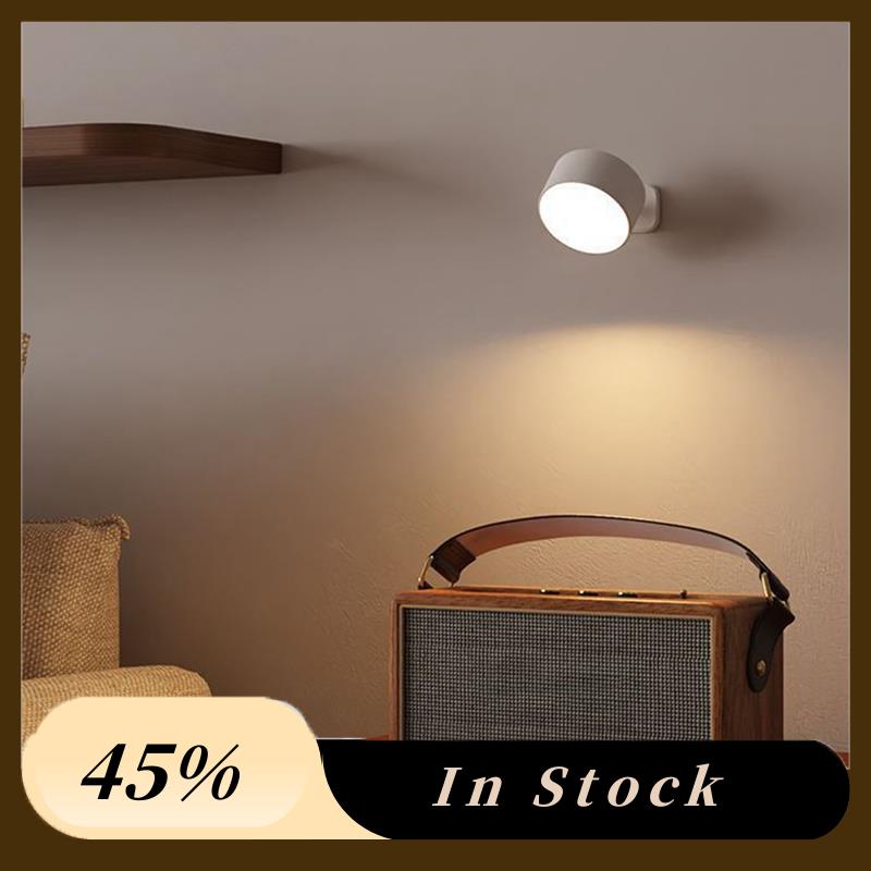 A60Z Top Rechargeable Magnetic LED Wall Light 360° Rotation Touch Remote Control Cabinet Spotlight For Home & Office White