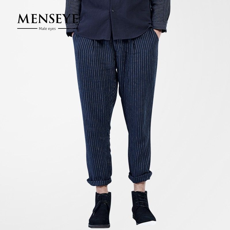 Menseye Blue Striped Artsy Men Casual Pants