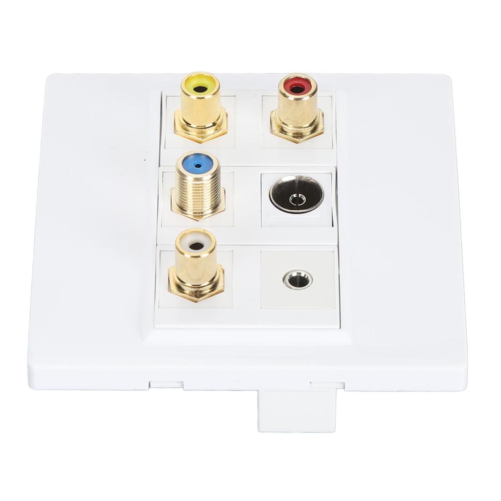 Multimedia Wall Plate 3.5mm F Type TV9.5 3 RCA AV Wall Panel for TV Set Top Box Coaxial Cable Radio