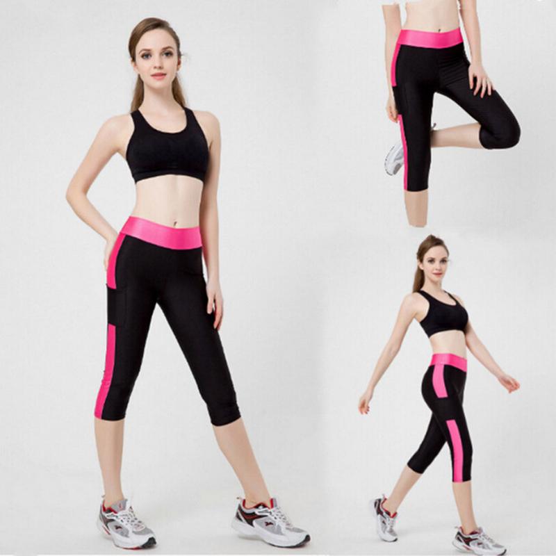 Damskie rajstopy fitness spodnie sportowe Push Up Hip elastyczne spodnie z boczną kieszenią legginsy do biegania na siłownię