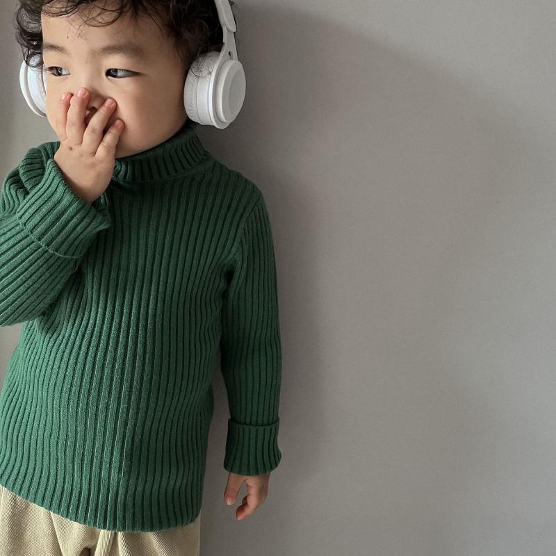 Kids Sweaters Solid Spring Korean Style Forest Girls Sweater Brief Boys Pullover Turtleneck Knitwear