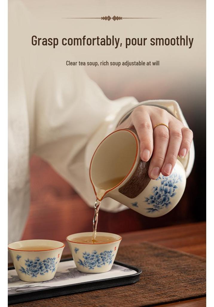 Elegant Travel Tea Set: Ru Kiln Ceramic Teapot & Cups for Business Customization
