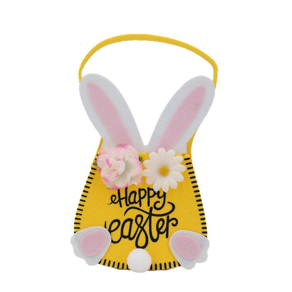 2026 New Easter Tote Basket with Bunny Decor, Holiday Gift Basket, Picnic Basket, Portable Storage Bag