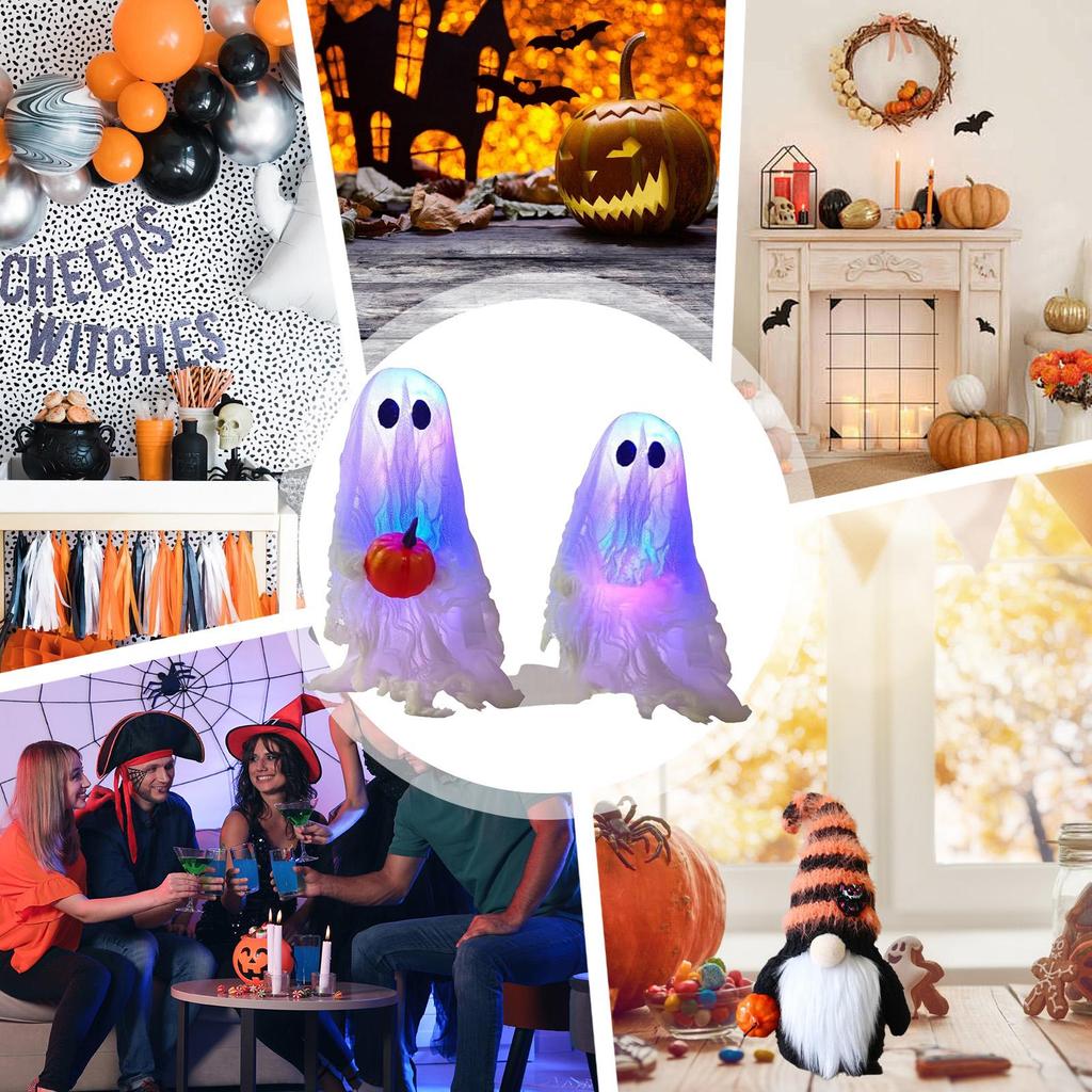 2Pcs Ghost Halloween Figurine Halloween Ghost Decorations Halloween Ghost Table Decoration for Garden Party Halloween Theme