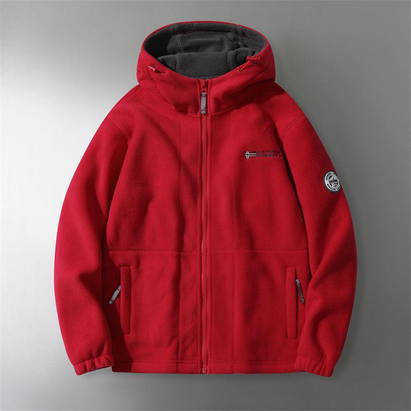 Men's and Women's Embroidered Warm Hooded Winter Fleece Jacket 8918 - Popular Internet Celebrity Style