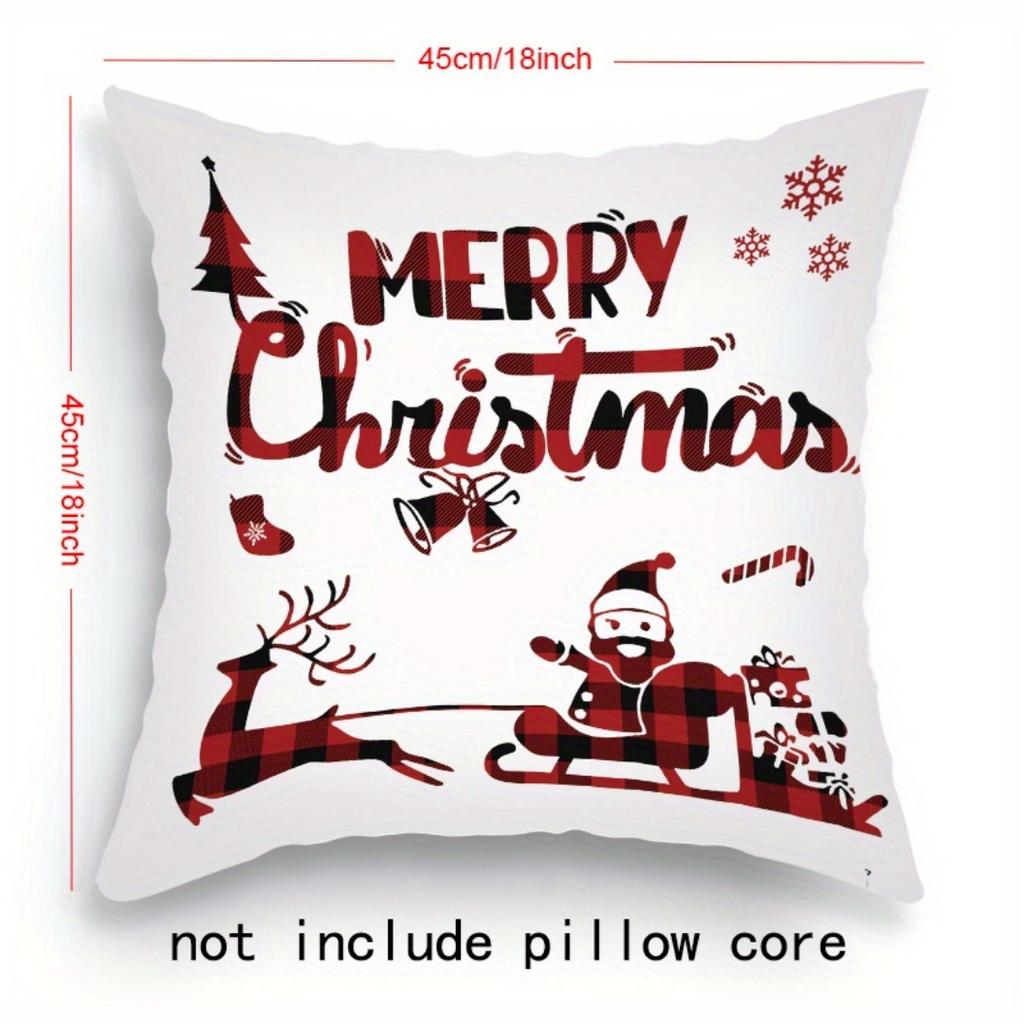 1pc Red Cushion Cover Marry Christmas Pine Printed Durable Cover 2025 New for Home Ornament Xmas New Year Christmas Decoration