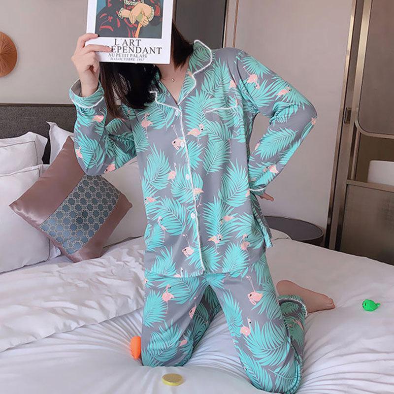 Breathable Long Sleeve Women’s Pajamas - Spring & Autumn Imitation Cotton Homewear Set