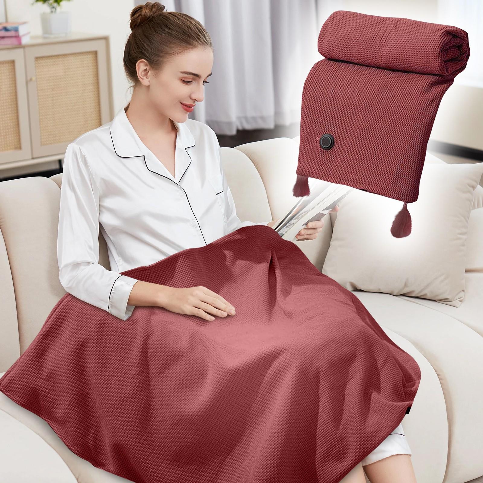 

Портативное одеяло с подогревом от USB, электрическое одеяло с подогревом, плед с подогревом от USB 3, носимые подогреваемые обертывания для дома и кемпинга на открытом воздухе One Size винный