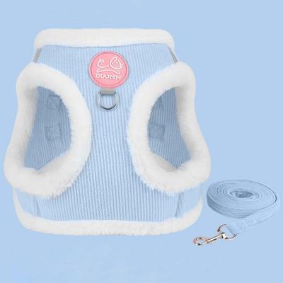 Ranboer Pet Cozy Corduroy Harness Set, Blue