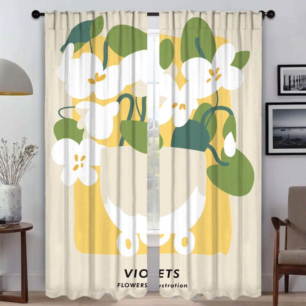 

Скандинавские шторы блэкаут с цветочным принтом для гостиной, домашние интерьерные шторы, 2 штуки, перегородка, украшение на Хэллоуин, шторы-тени W50xH70cmx2pcs-CL