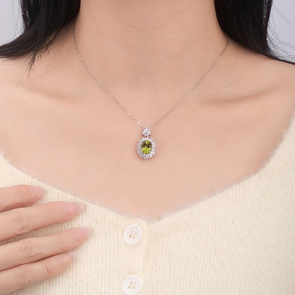 S925 Silver Necklace with Natural Gemstone/Garnet Pendant, Luxury Crystal Jewelry for Women