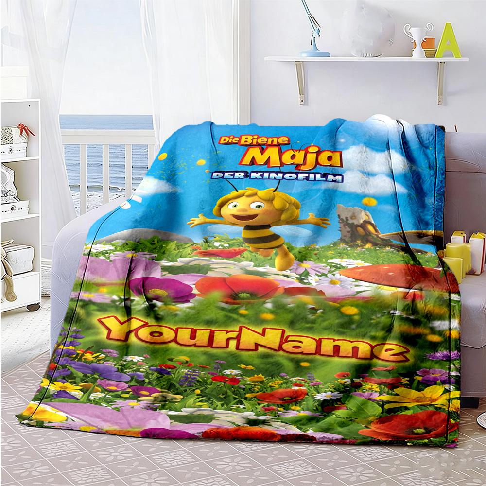 Biene Maja Personalized Text Blanket Cozy Personalized Blanket Durable Comfort Perfect for Office Bedding Bed Sofa Four Seasons Universal