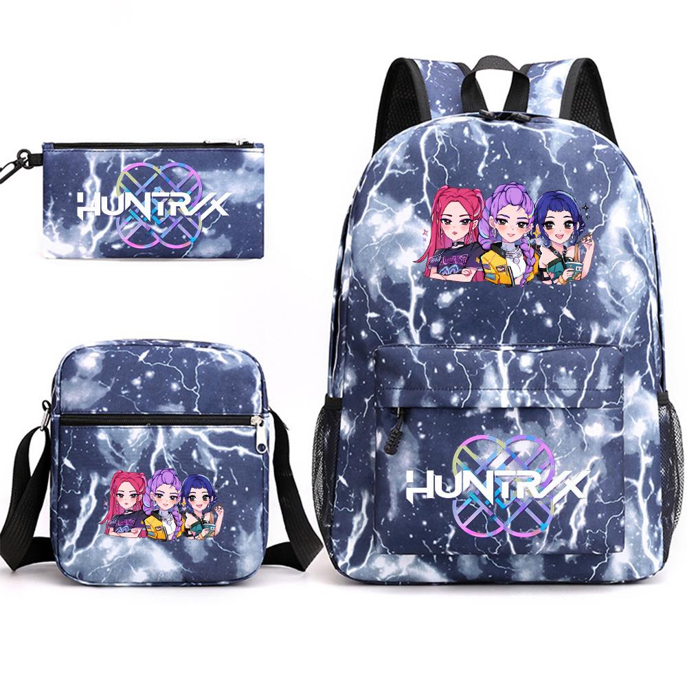 3Pcs/set Cartoon Printed Backpack with Shoulder Bag Pencil Case for Teenager Student Boy Girl School Bag Large Capacity Waterproof Bookbag Kid Gift