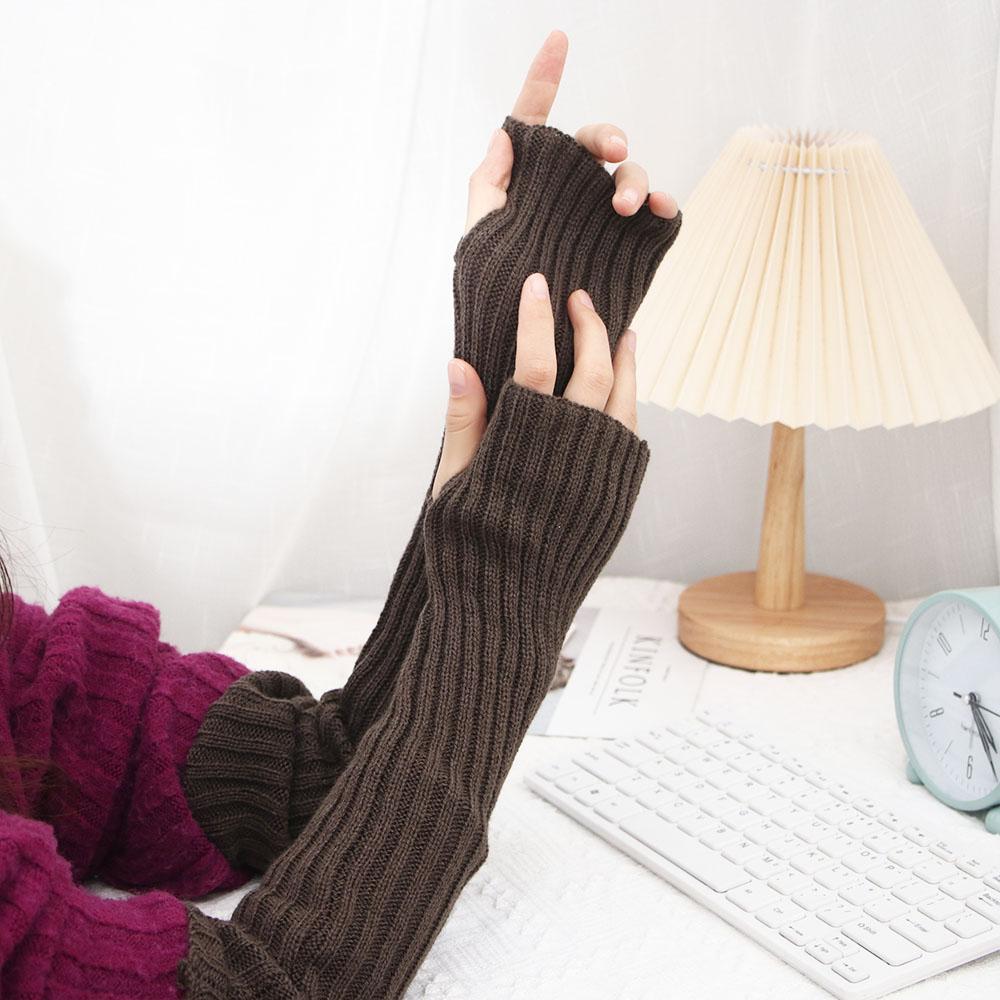 Solid Color Hand Sleeve Knitted Arm Warmers Female Arm Warmers Wool Sleeve Cuff Elastic Gloves