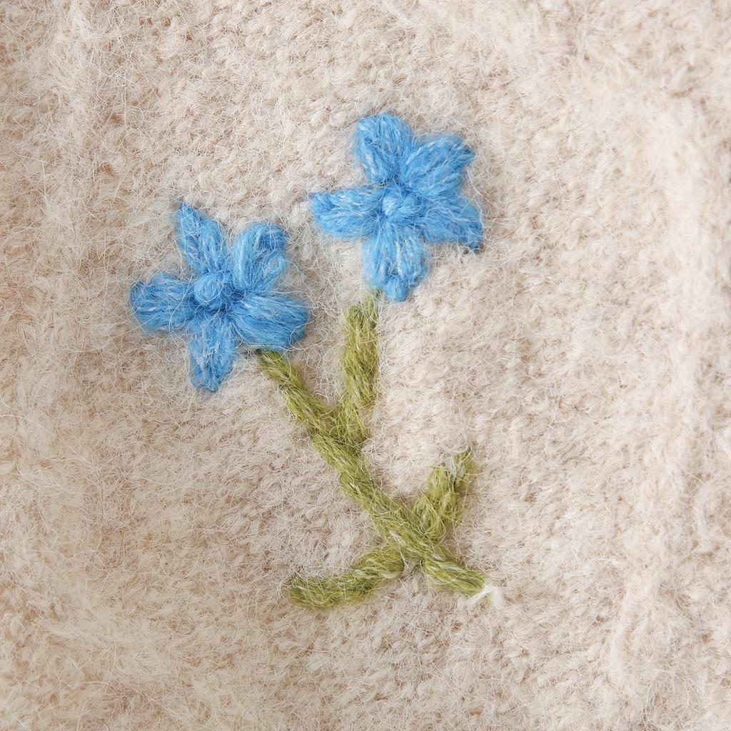 Dimanaf 2025 Autumn Women Bat Vest Sweaters Embroidered Flowers Knitting Buttons Casual Style Loose Sweater