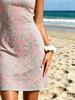 2026 Summer One Shoulder Pink Baroque Print Mini Dress, Grey Slim Bodycon Beach Sundress