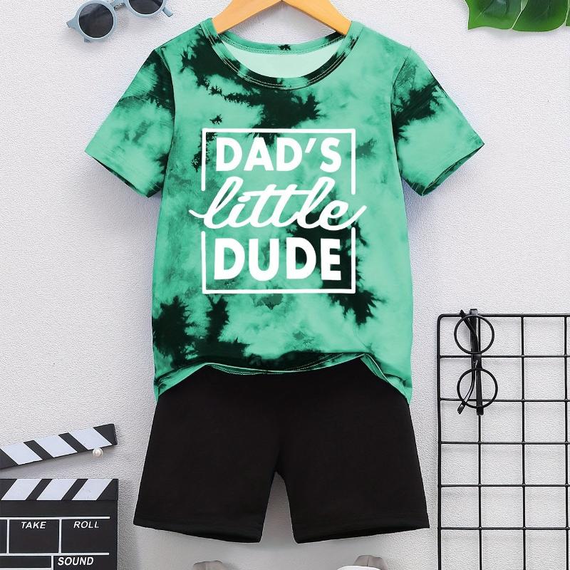 2024 Kids Clothes Suit for Boy Girl Short Sleeve Children's Sets Tie-Dye 3D Letter Print Kids Summer Clothes Children's Clothing