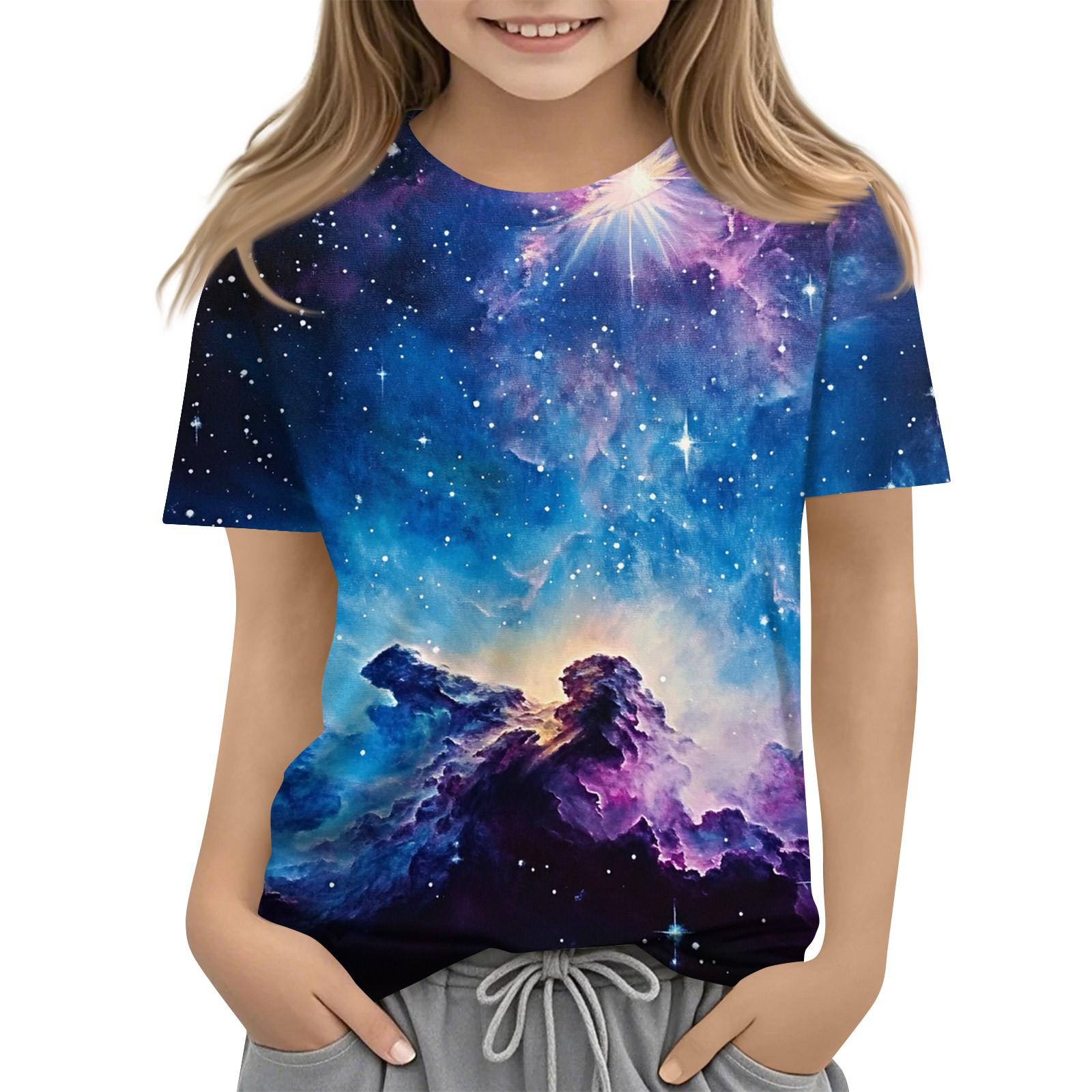 

Toddler Girl Boy Shirt Cute Starlit Sky Printed T-Shirts Kids Shirts 1-15Y 100
