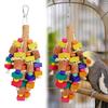 Bird Cage Hanging Toy Wood Block Corn Cob Sisal Rope for Parakeet Lovebird Cockatiel