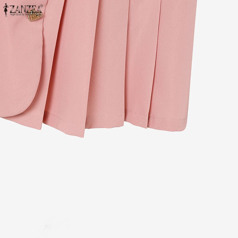 ZANZEA Women Casual Short Sleeve Blouse and Short Skirts Elegant Two Piece Suit Sets