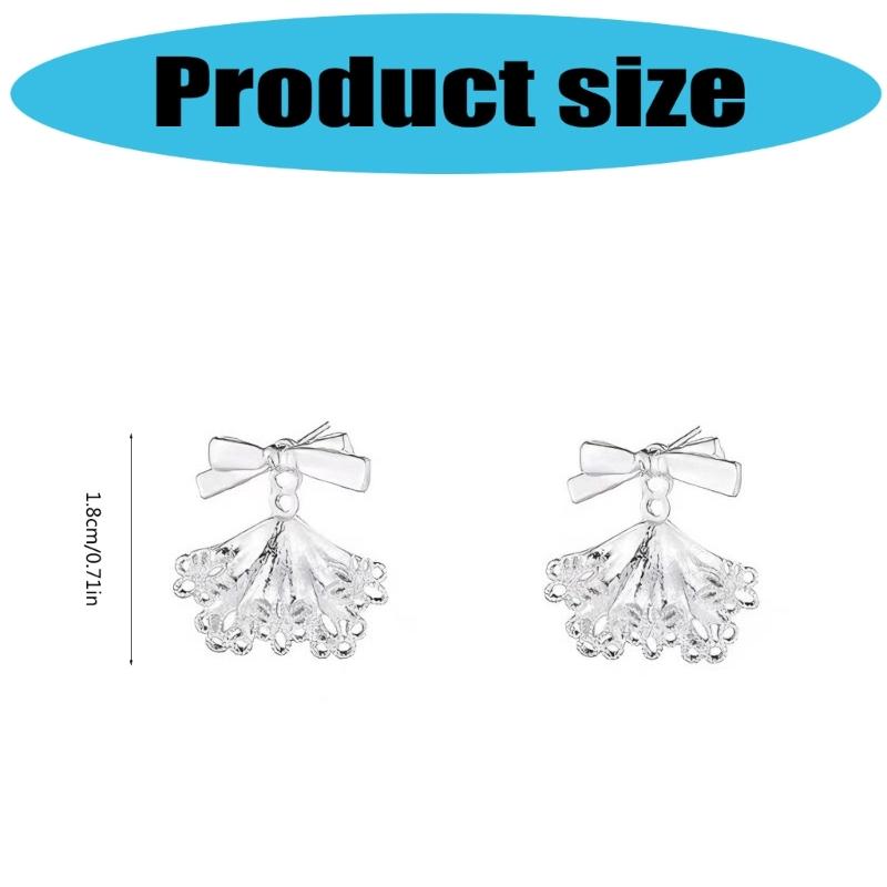 Delicate Butterfly Knot Earrings Lace Trimmed Skirt Bowknot Ear Studs Women Fashion Jewelry for Parties and Weddings