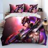 OW Overwatch Game Gamer DVA Comforter Bedding Set,Duvet Cover Bed Set Quilt Cover Pillowcase,King Queen Size Bedding Set Kids 3D