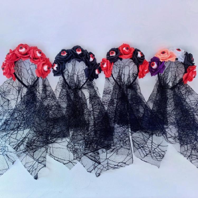 Dark Flower Eyeball Witch Headwear Halloween Party Gothic Eyeball Headband