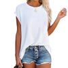 IHUASU Women's Fashion Casual Solid Color Print O-Neck Sleeveless Blouses & Shirts