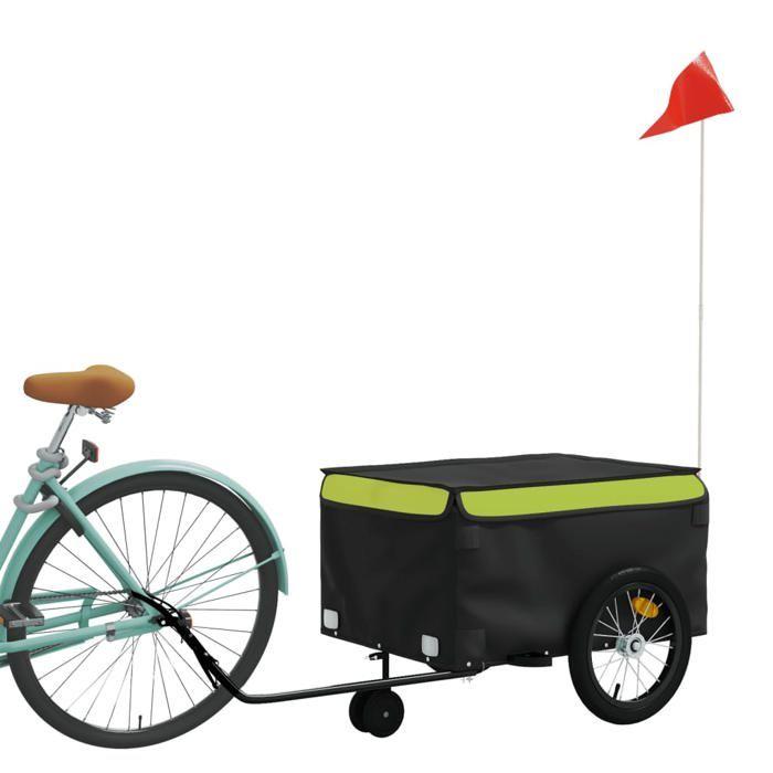 VidaXL Bicycle Trailer, Transport Cart with Hitch Bar, Bicycle Trailer with Flag for Luggage, Black 94109