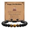 Milestone Birthday Gift: Tiger Eye & Frosted Stone Woven Bracelet