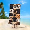 Microfiber Oversized Beach Towel with Cute Dog Print - Modern Style, Machine Washable, Animal Theme, Soft Knit Fabric,   Pool