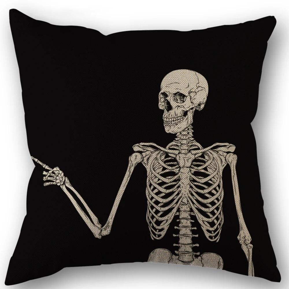 1pc Spooky Skull Pillow Cover For Gothic Halloween Decor For Living Room Sofa Car Cushion Cover And Home Party Pillowcase