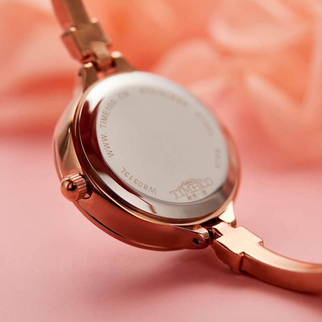 Time100 Damen Mode Armbanduhr mit polyedrischem Kristall, verstellbares Armband, japanisches Quarzwerk, 30M Wasserdichtigkeit (Weiß)